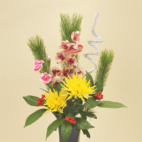 【12月下旬届け】シンビジューム・千両・アナスタシア・銀竹・スプレーカーネーション・若松